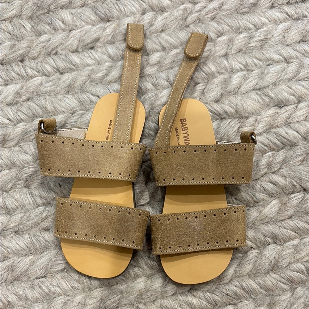 Babaa Tan Sandals with Adjustable Straps and Leather Footbed